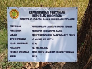 10 Hektar Sawah di Blok Tenjolayar Desa Rajasinga Akan Tercukupi Air, Adanya Rehabilitasi Saluran Irigasi Tersier